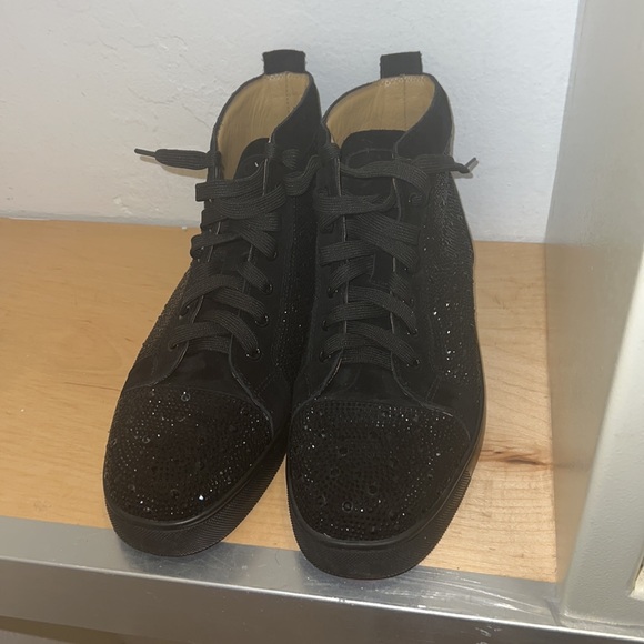 Black and red Louis Vuitton red bottom shoes - Picture 3 of 4